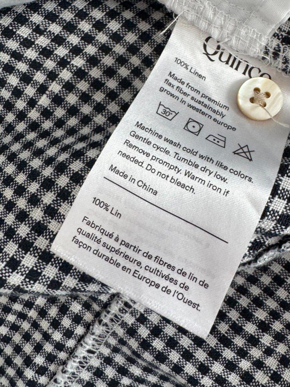Quince 100% European Linen Sleeveless Swing Dress in Classic Mini Gingham - Picture 9 of 13